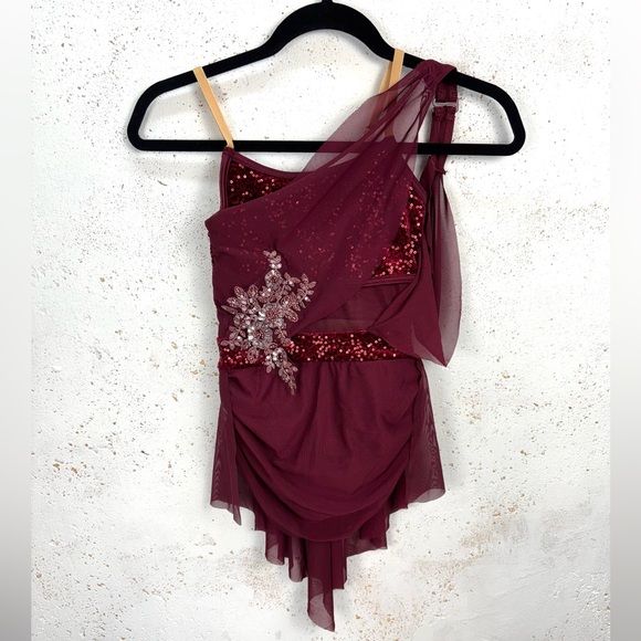 Weissman Elite Sequin Mesh Halter Dress Dance
Costume NEW Size IC Child Burgundy - Picture 2 of 10